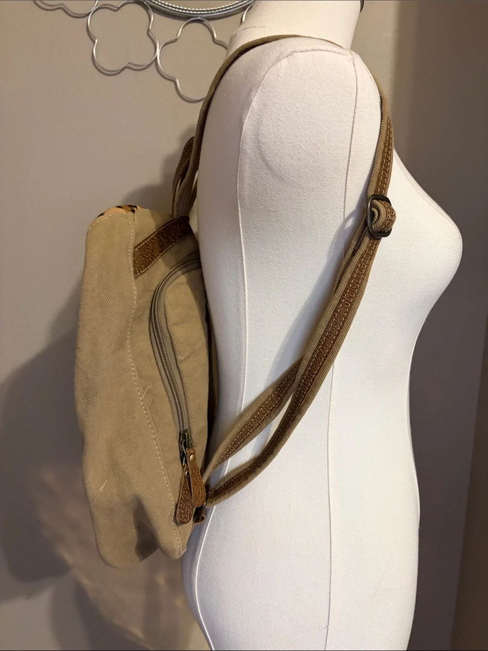 Myra Bag Leopard Hair-On Hide Canvas Backpack | Western Boho Travel Bag
